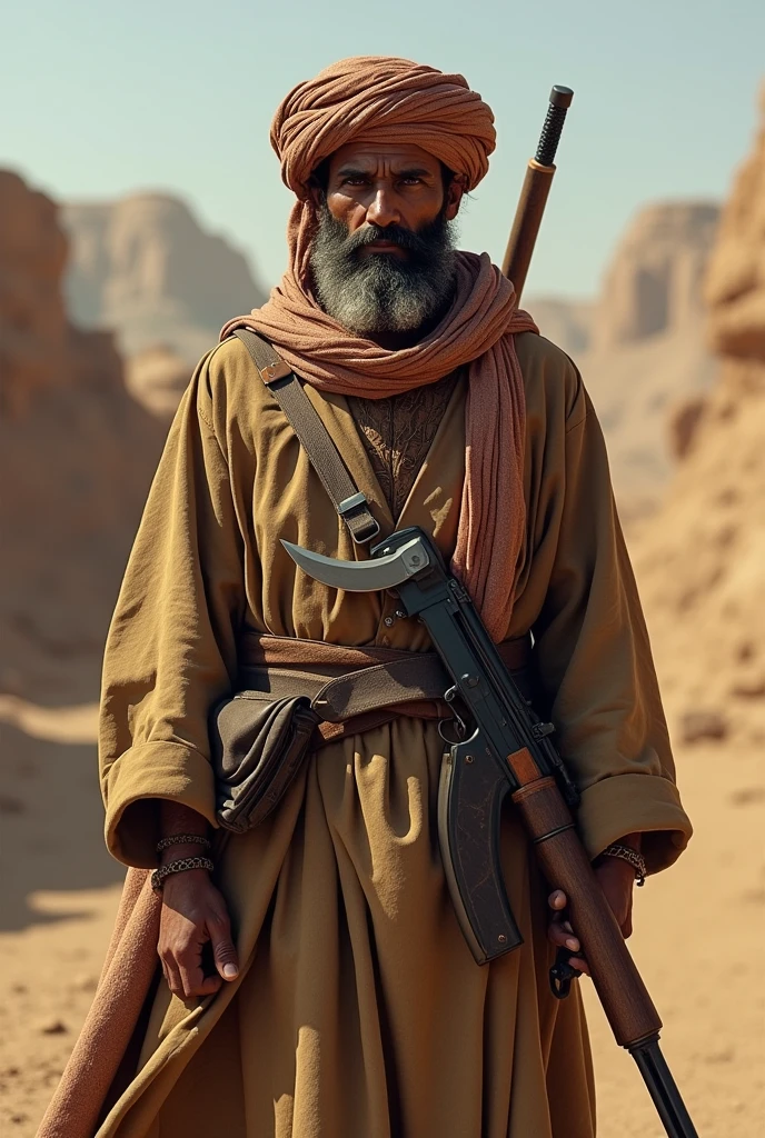 Yemeni man wearing a jambiya and a gun