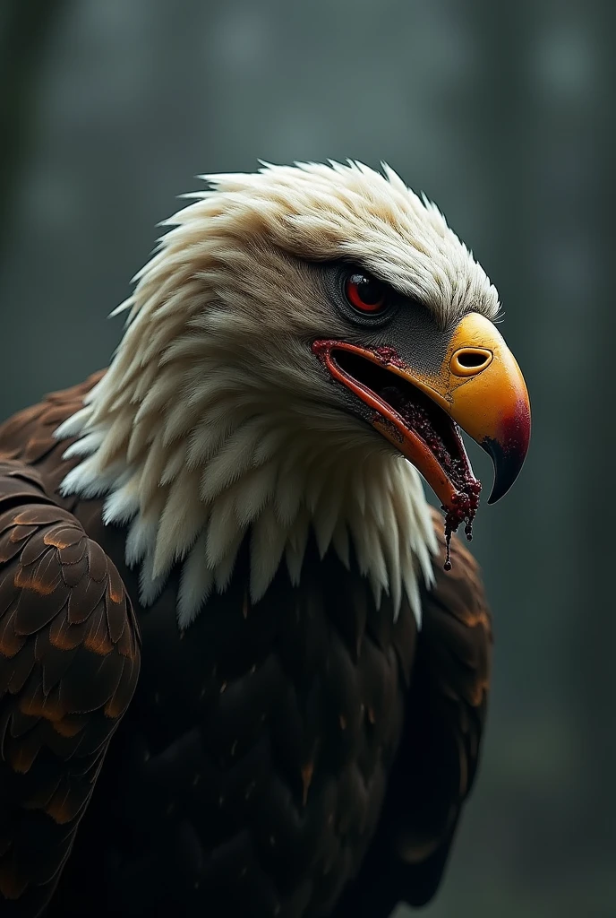 Too.much broken beak from upside of eagle which is almost like end