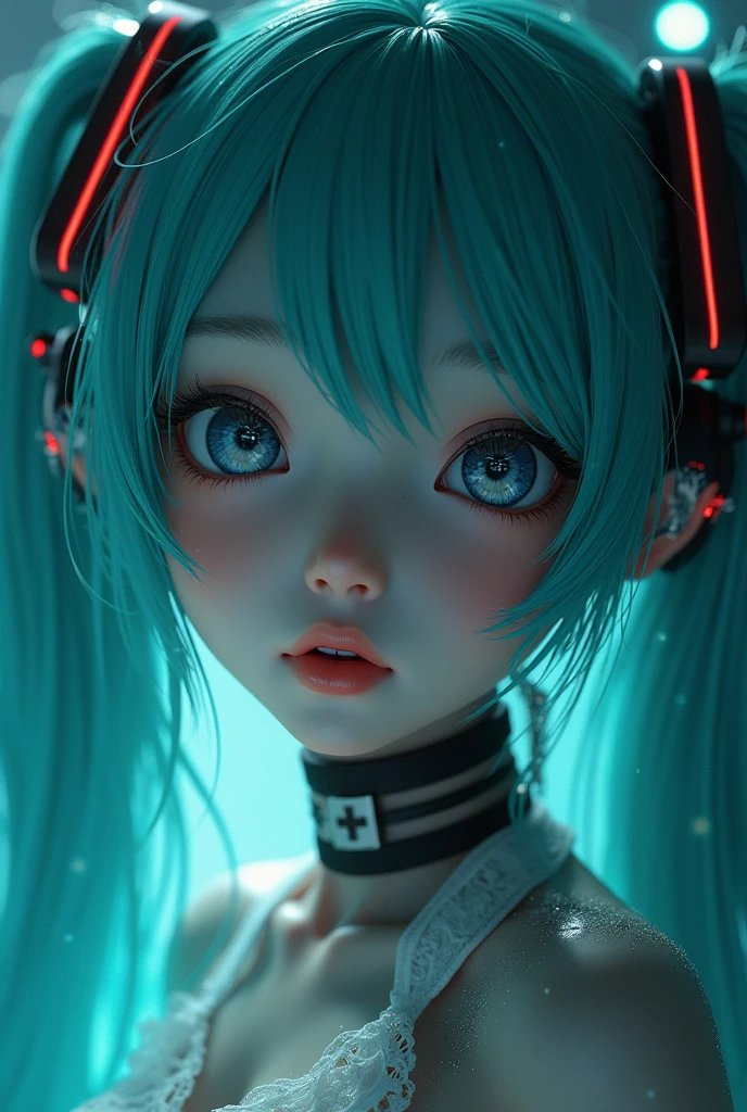 Genius lady Hatsune Miku, intricate detail Highly Detailed Eyes, Faded, 16K resolution, RAW, Nikon Z9, Creative, Masterpiece, Fantasy, High Definition, High Quality, 8k, Realistic, Dramatic Lighting, Soft Focus, Digital Illustration, Intricate Mechanics, Advanced Techniques, Dark Background Cinematic, High Contrast, High Contrast Atmosphere, (Best Quality, 4k, 8k, High Definition, Masterpiece: 1. 2), Ultra-Detailed, (Realistic, Graphic, Photorealistic: 1. 4) -- No Glass --AR 16:9 --Stylize 1000