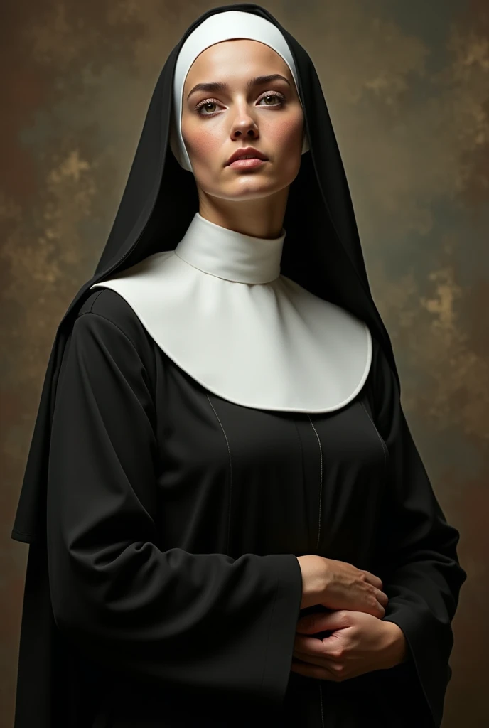 A female nun with big tits, that they can be seen a little more 