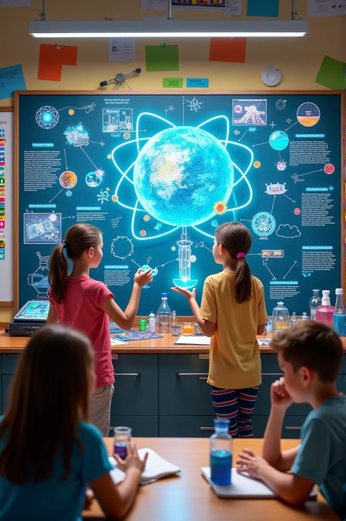 School bulletin board display on the topic of science and technology