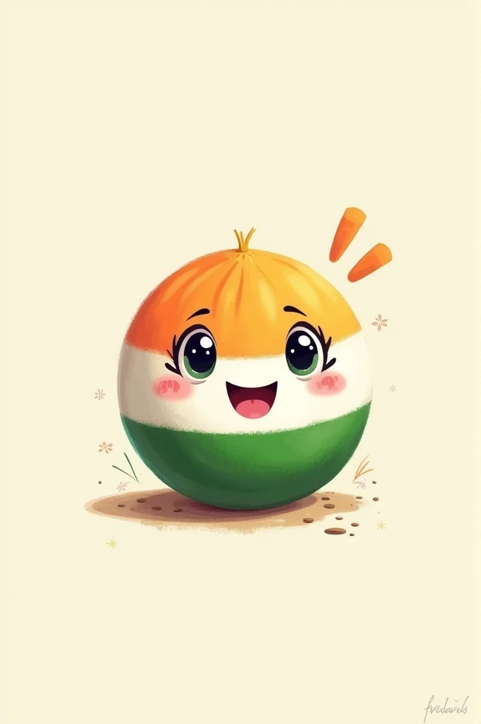 Create a happy Countryball illustration of india. The ball should be colored with the indian flag, with eyes and mouth.