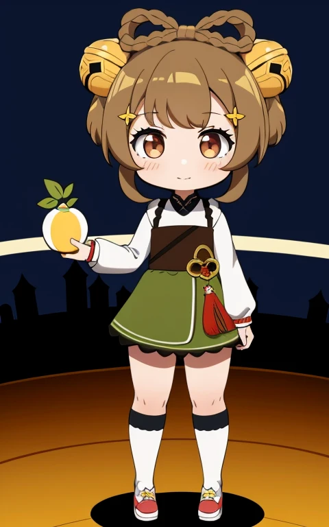  fullcg,Best quality,highest quality, 8k,Soft lighting, Confused, Looking at the audience, alone, smile, Knee socks, Yaoyao Genshin Impact | Character Lora 223,((low length:1.5)),((chibi:1.5)),(()),1girl,difficult,cowboy shot,Beautiful cityscape,cute pussy,(standing:1.6),(Front facing:1.5),pretty frill made costume,brownhair,