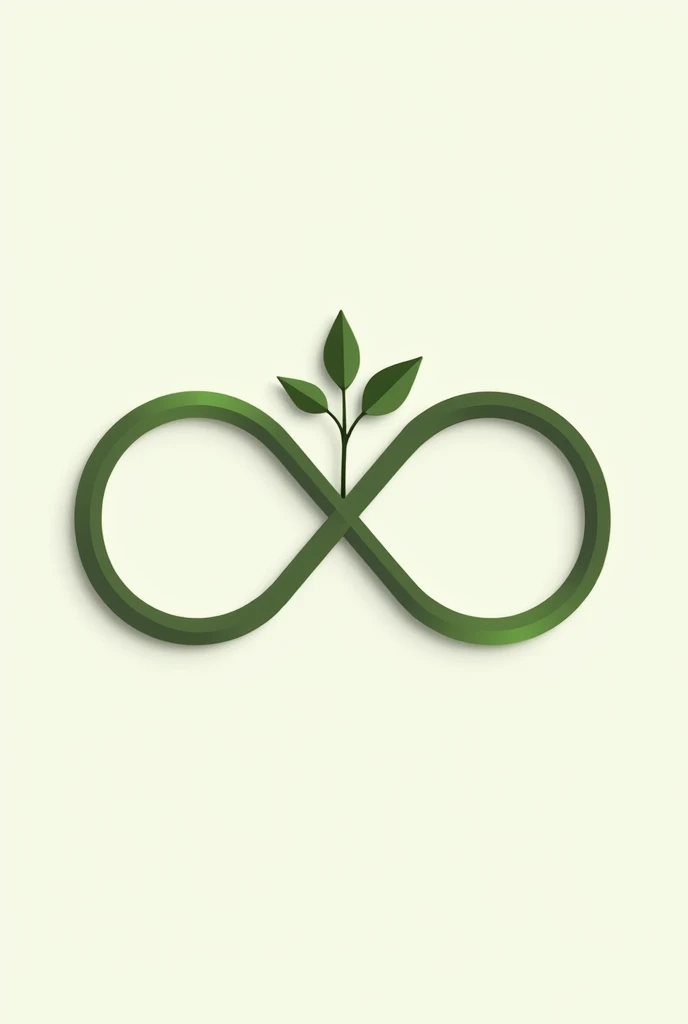 create an infinity ∞ logo in landscape with 3 small leaves with the stem (the leaves should on the center of the ∞)
