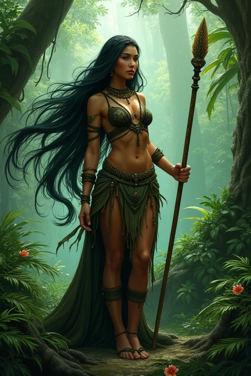 Queen jungle Long Hair, High Resolution, 1girl,