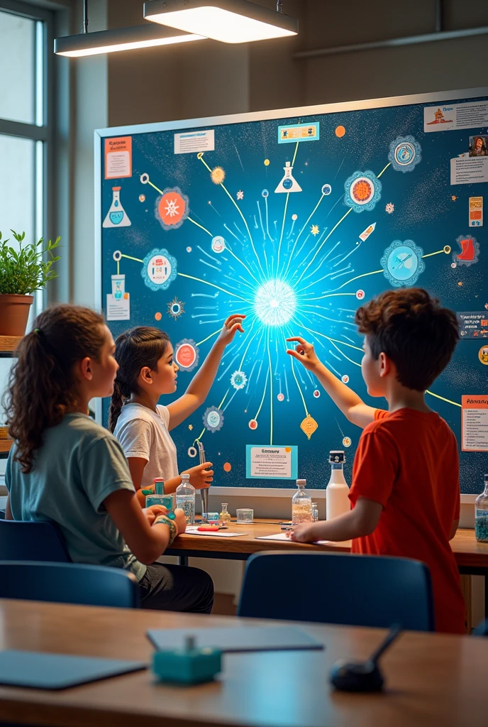 School bulletin board display on the topic of science and technology