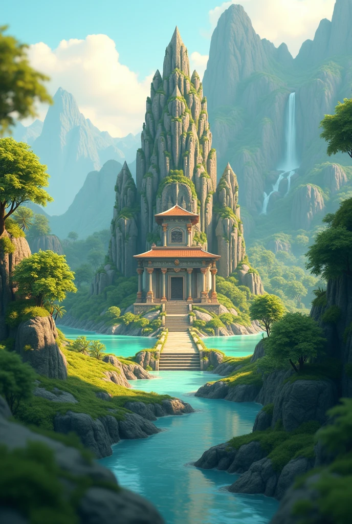 3D Background images with temple in backside