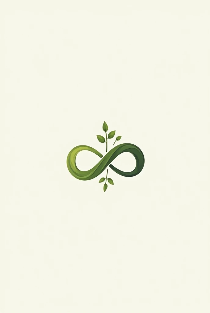 create an infinity ∞ logo in landscape with 3 small leaves with the stem (the leaves should on the center of the ∞)