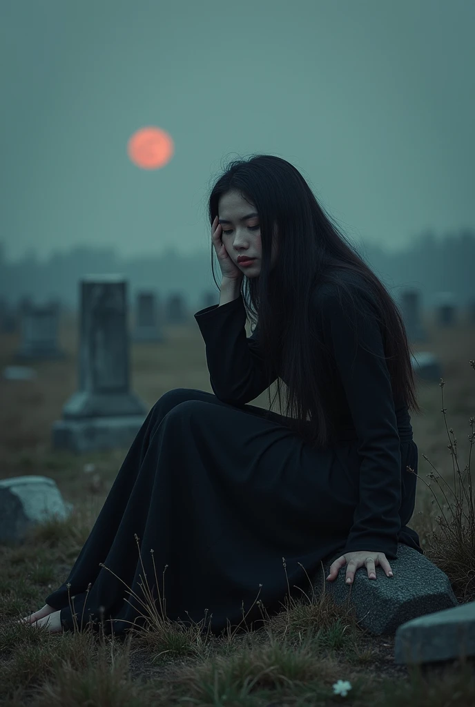 a 40 year old pregnant woman crying with 3 small boy children in front of a grave,detailed face and body,extremely detailed eyes and face,longeyelashes,beautiful skin,sad expression,holding children,mourning,cemetery,gravestones,cloudy sky,gloomy atmosphere,somber mood,dramatic lighting,muted colors,realistic,photorealistic,photo-realistic:1.37,(best quality,4k,8k,highres,masterpiece:1.2),ultra-detailed,HDR,UHD,studio lighting,ultra-fine painting,sharp focus,physically-based rendering,extreme detail description,professional,vivid colors,bokeh