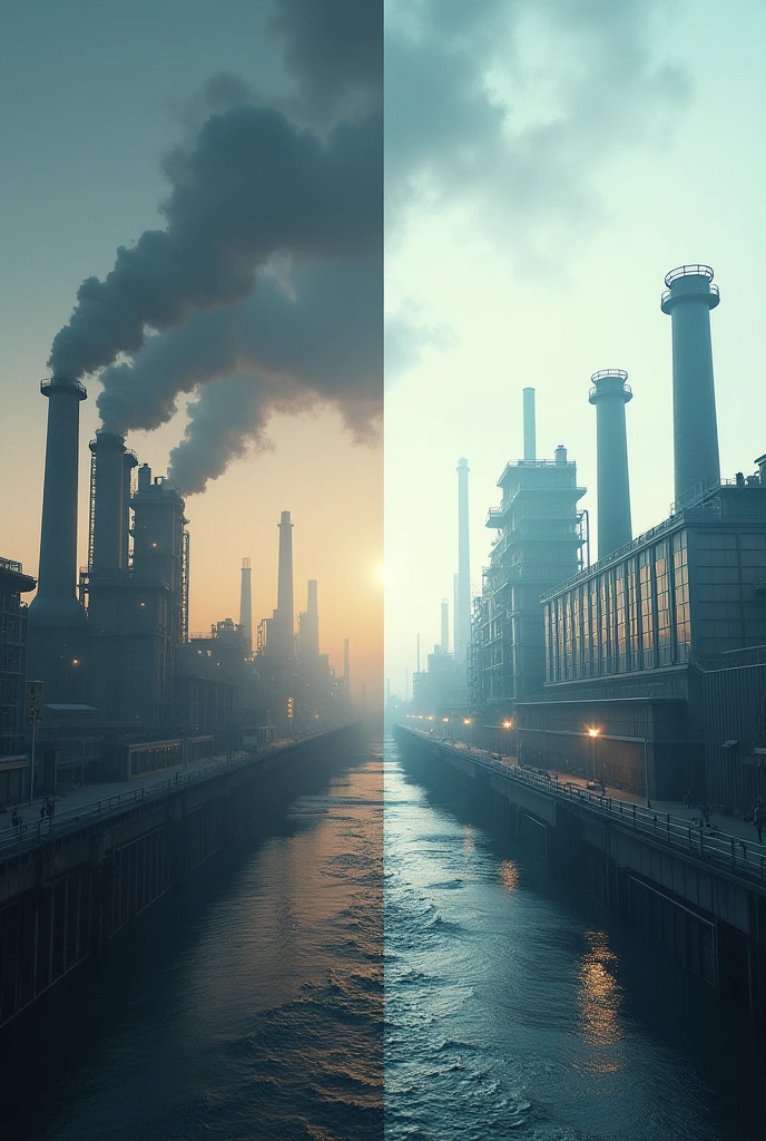 represents the evolution of the industry in a before and after 
