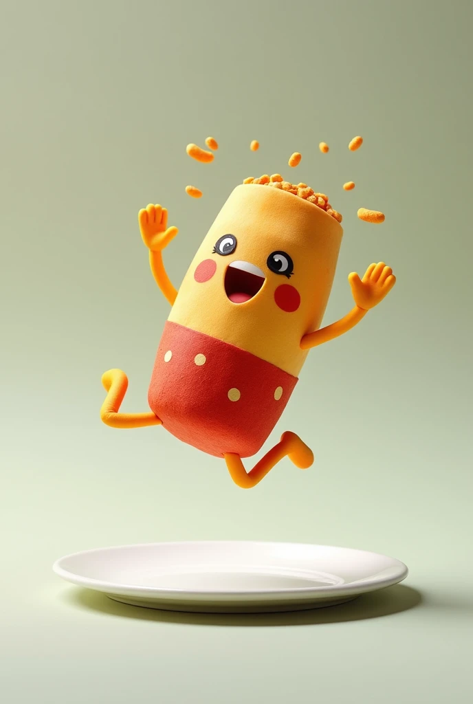 A snack doll on a plate jumping and talking come to the snacks Londrina you come too
