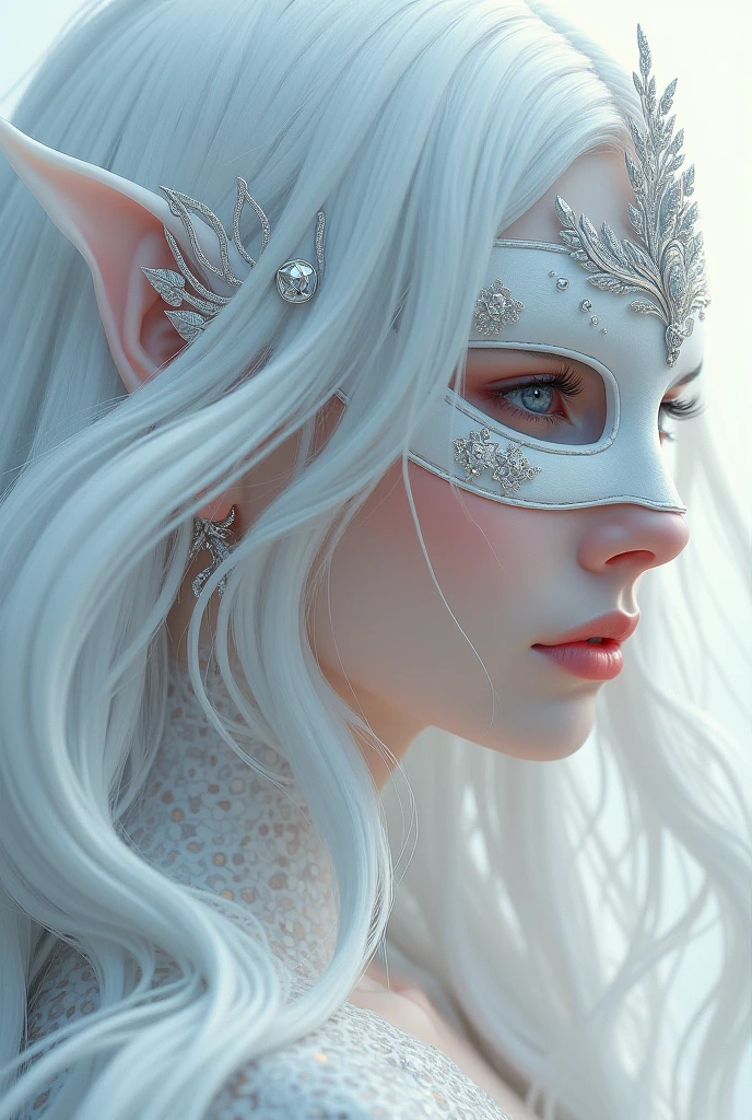 Close-up of a woman with white hair and a white mask, Beautiful character drawings, Gwaiz, artwork in the style of Gwaiz, White-haired God, Jan J, Magnificent and elaborate character art, Amazing character art, Fan Chi, By Wujun Shifan, Gwaiz on pixiv artstation
