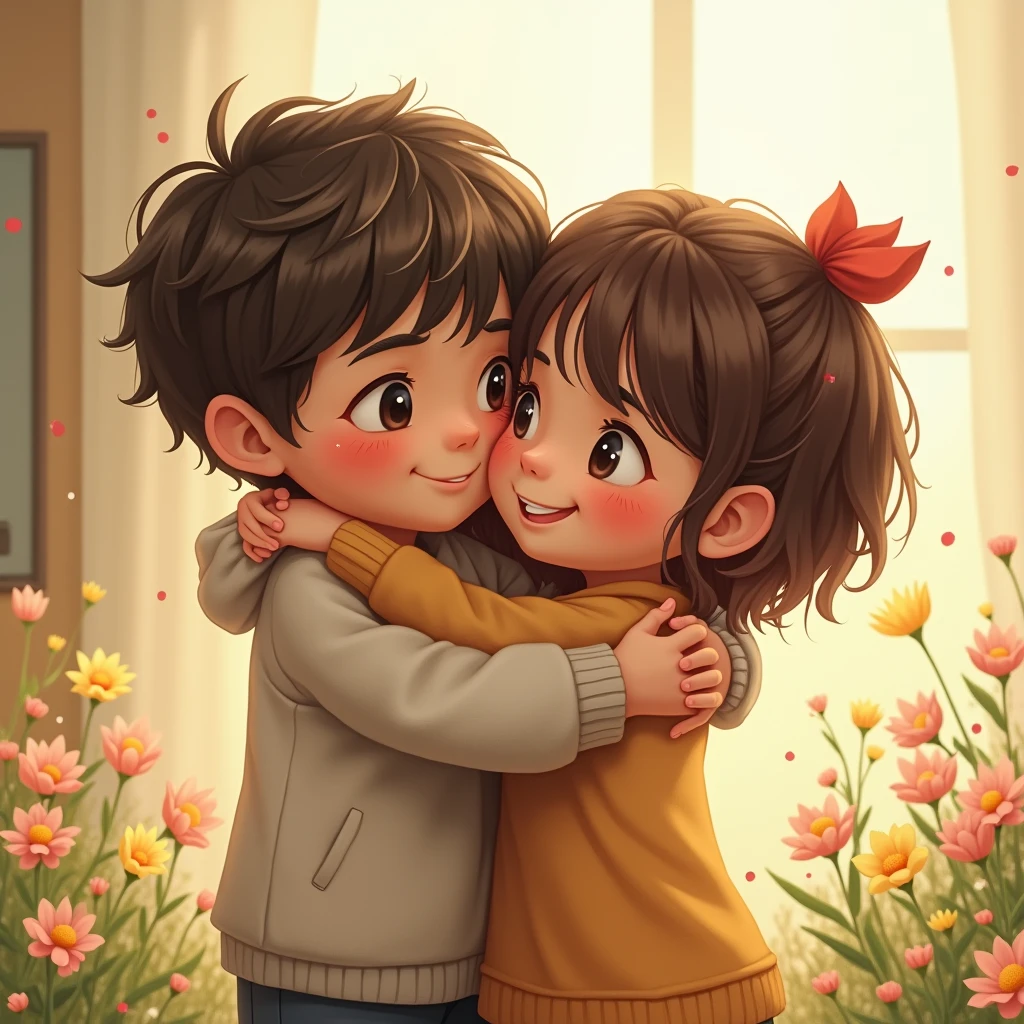 Girl and a boy hugging