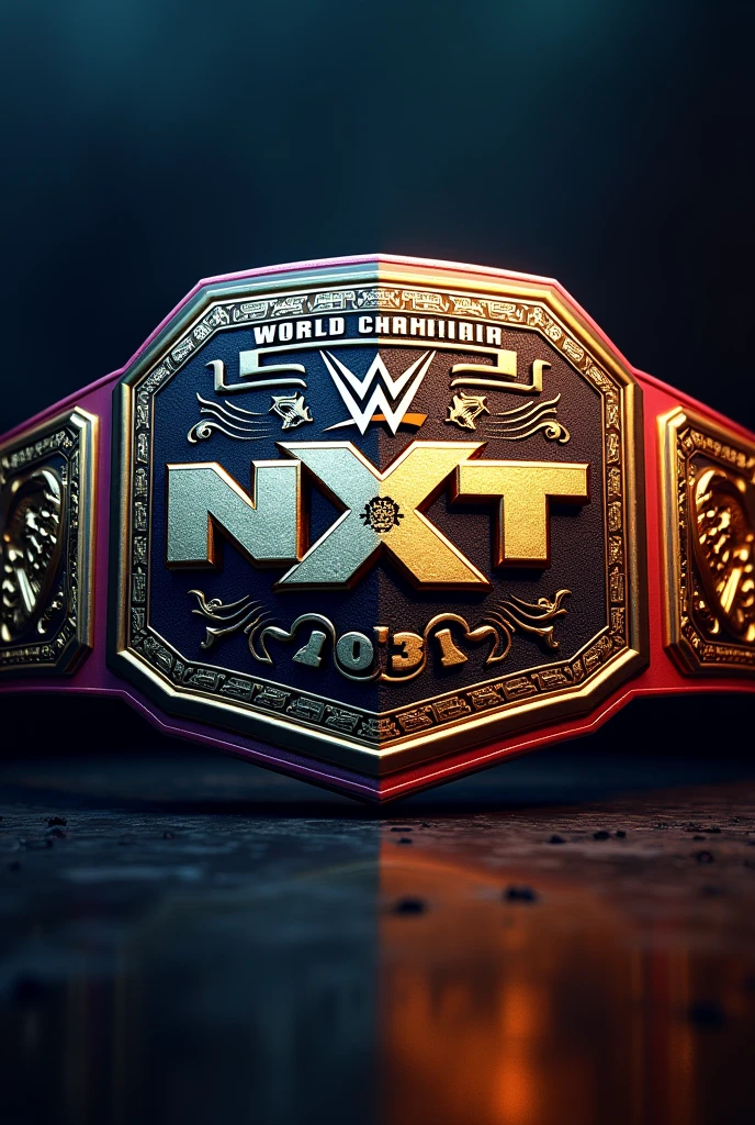 Ceniture de wwe nxt championship melanger au world championship(image frontal)