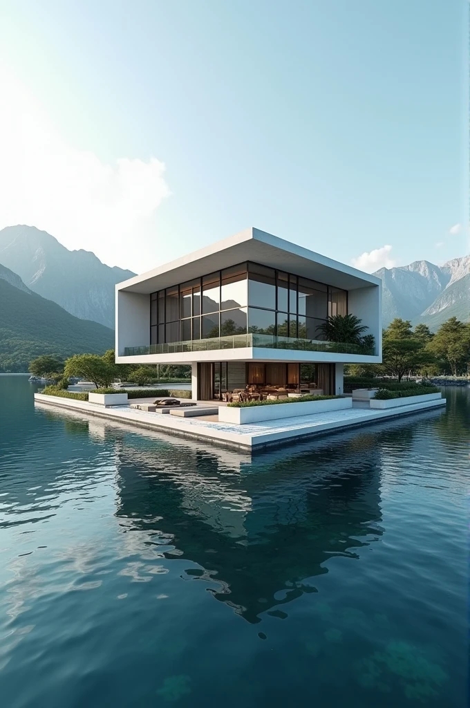 Modern palace in the water