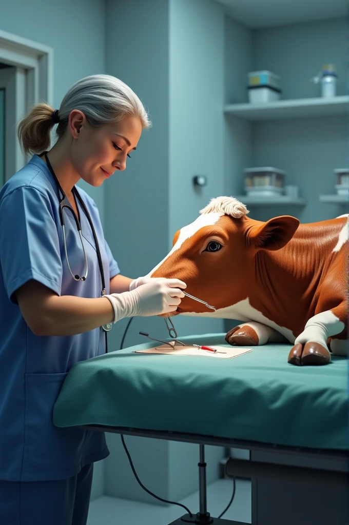 Surgery in a cow