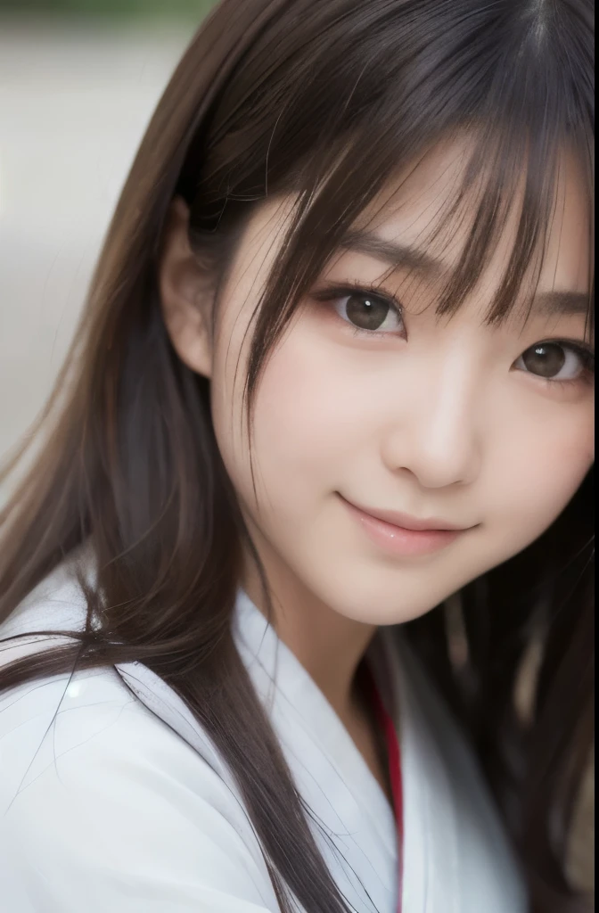 best quality, face focus, soft light, ultra high res, (photorealistic:1.4), RAW photo,(Shinozaki Ai), (fair skin), (kawaii),
1 Japanese girl, solo, cute, smile, (pupil, lights in the eyes), detailed beautiful face, Medium-sized breasts,(high resolution detail of human skin texture),(long hair),(portrait), upper body, white traditional kimono