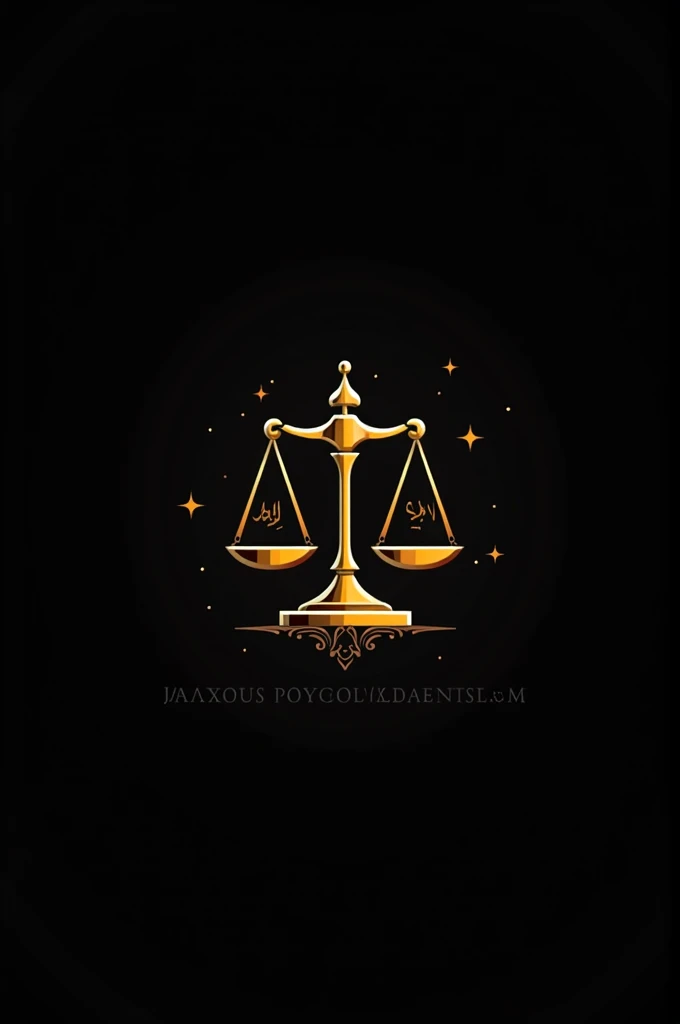 a legal scale logo on a black background and the decoration on the side with the words HUKUM PIDANA ISLAM