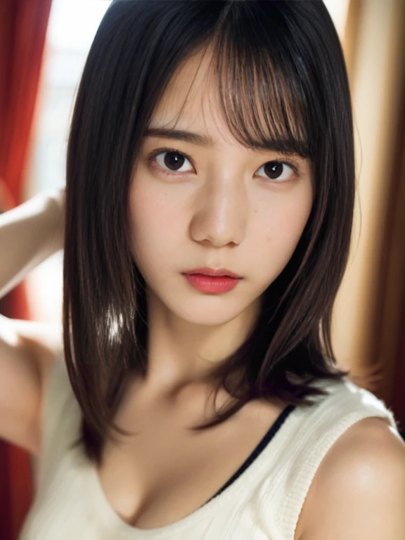 Naked women with pubic hair、beautiful girl、(最高masterpiece:1.3), (8k, Photorealistic, RAW Photos, Best image quality: 1.4), Japanese Girls、24-years-old、(Wavy long hair、Asymmetrical bangs:1.2)、(Deep cleavage:1.2)、Super detailed face、Pay attention to the details、double eyelid、Chest to Chest、Sharp focus:1.2、(Beautiful woman:1.4)、highest quality、masterpiece、Ultra-high resolution、(Photorealistic:1.4)、Highly detailed and professionally lit smiles、Pastel colored see-through blouse、Micro mile、A photo taken from head to knee、Big Breasts、Saggy breasts、Clear white skin、White Chest、Voluptuous thighs、Her face is perfect, Nanase Nishino