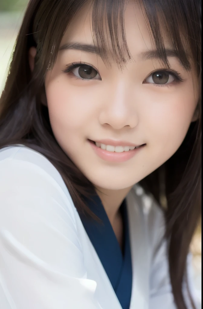 best quality, face focus, soft light, ultra high res, (photorealistic:1.4), RAW photo,(Shinozaki Ai), (fair skin), (kawaii),
1 Japanese girl, solo, cute, smile, (pupil, lights in the eyes), detailed beautiful face, Medium-sized breasts,(high resolution detail of human skin texture),(long hair),(portrait), upper body, white traditional kimono