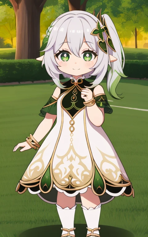  fullcg,Best quality,highest quality, 8k,Soft lighting, Confused, Looking at the audience, alone, smile, Knee socks,Nahida Genshin Impact | Character Lora 1283,((low length:1.5)),((chibi:1.5)),((little child girl)),1girl,difficult,cowboy shot,Beautiful cityscape,(standing:1.6),(Front facing:1.5),(((pretty made costume))),((making a heart with fingers)),