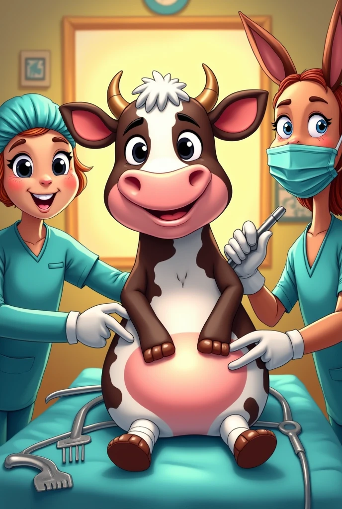 Stomach Surgery in cow cartoon
