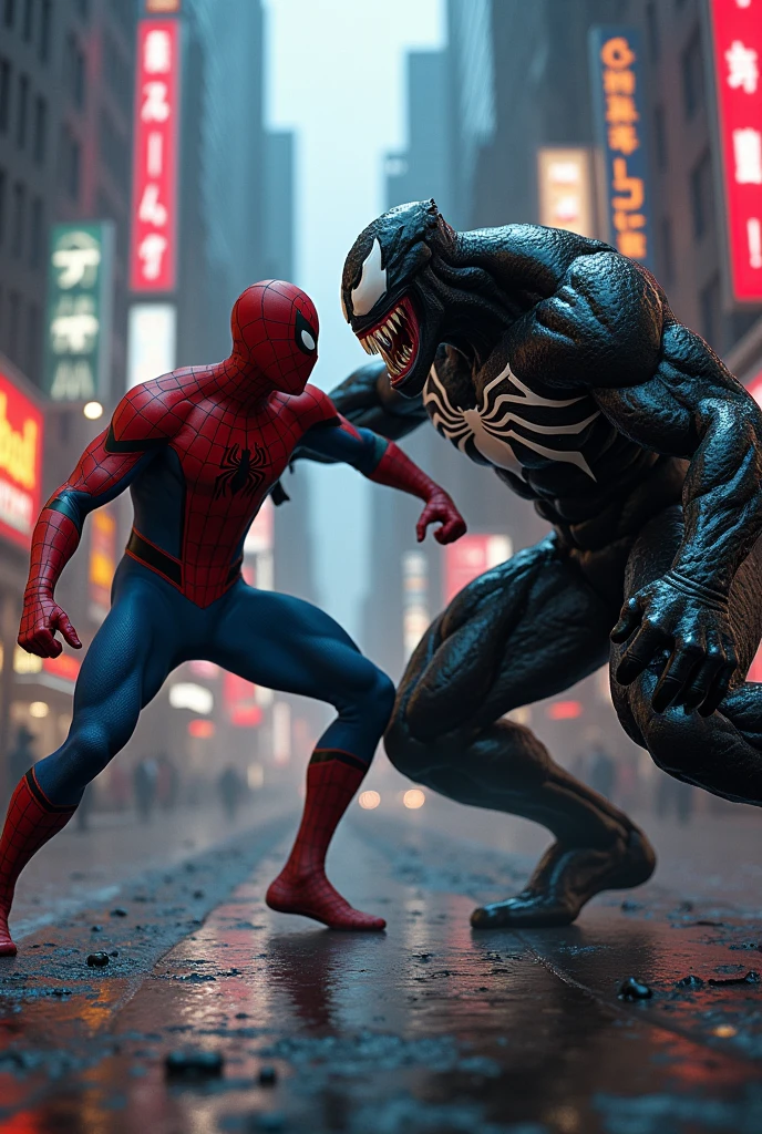Spider-Man qui affronte Venom