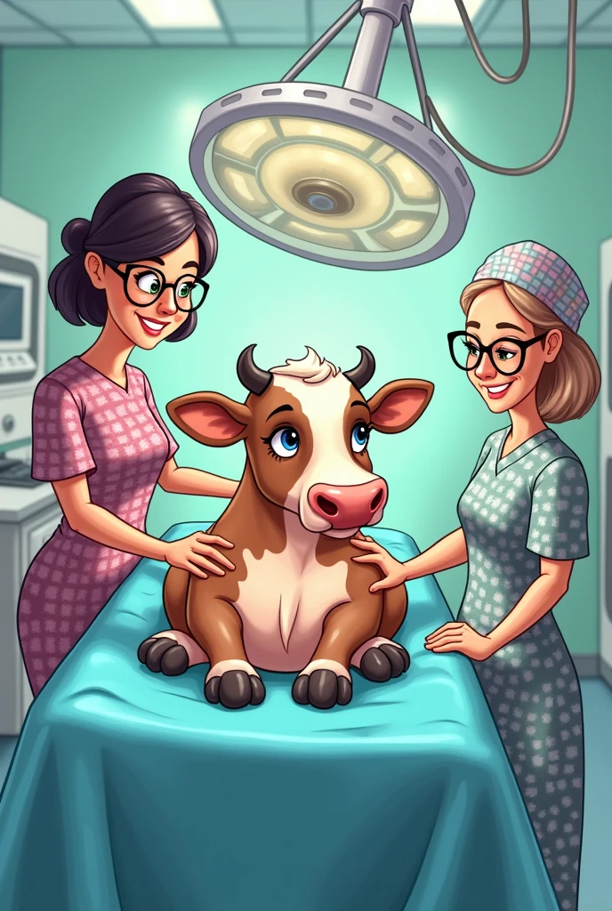 Stomach Surgery in Jersey cow cartoon