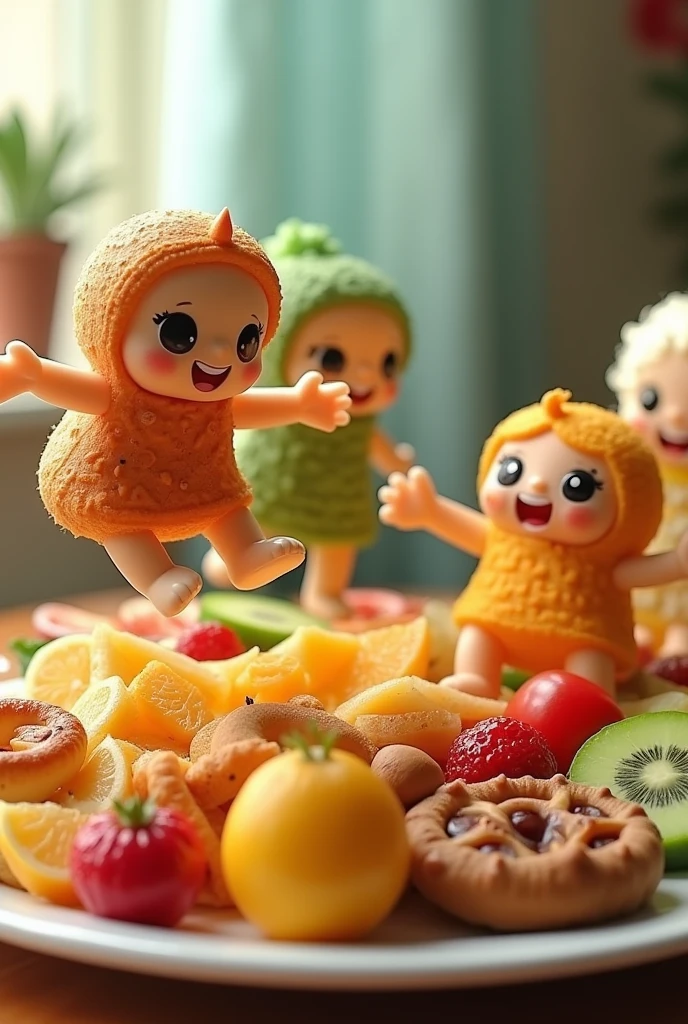 A snack doll x everything on a plate jumping and talking come to snacks