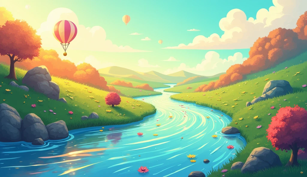cartoon rainbow river