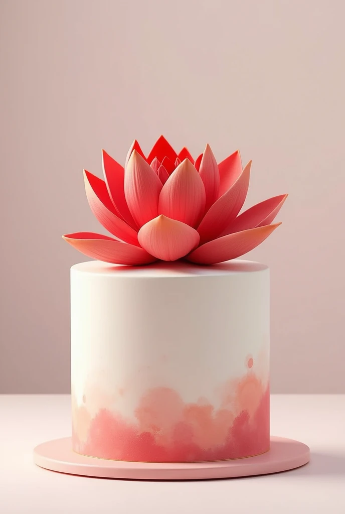 Red Lotus flower design simple one layer cake