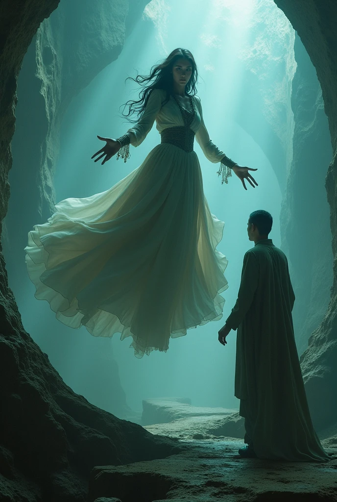 photograph, Portraiture, Intimidating Woman Levitating [The discovery of wormholes leads to new worlds|The cursed prince must marry the monster], [sf:Fantasy:0.6] Cinema Lighting