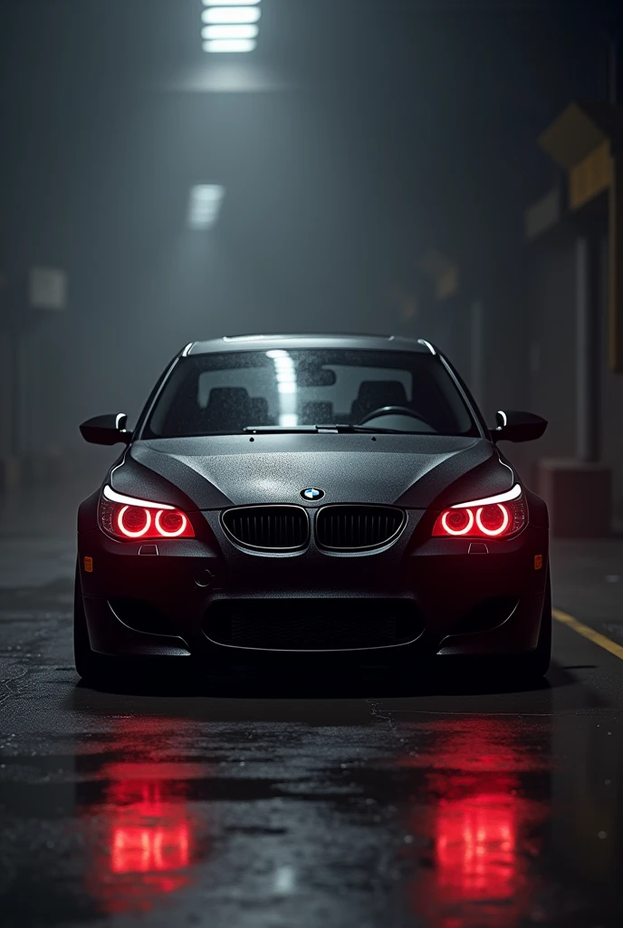 BMW M5 E60 blackout and glowing his eyes in red colour