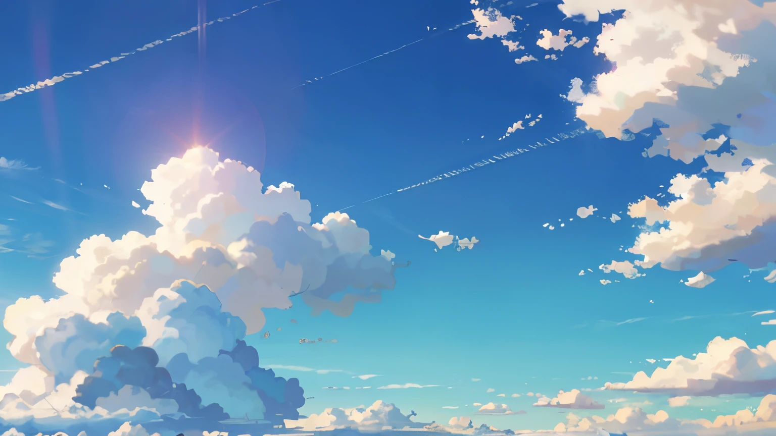 blue sky, clouds, sunny day, summer