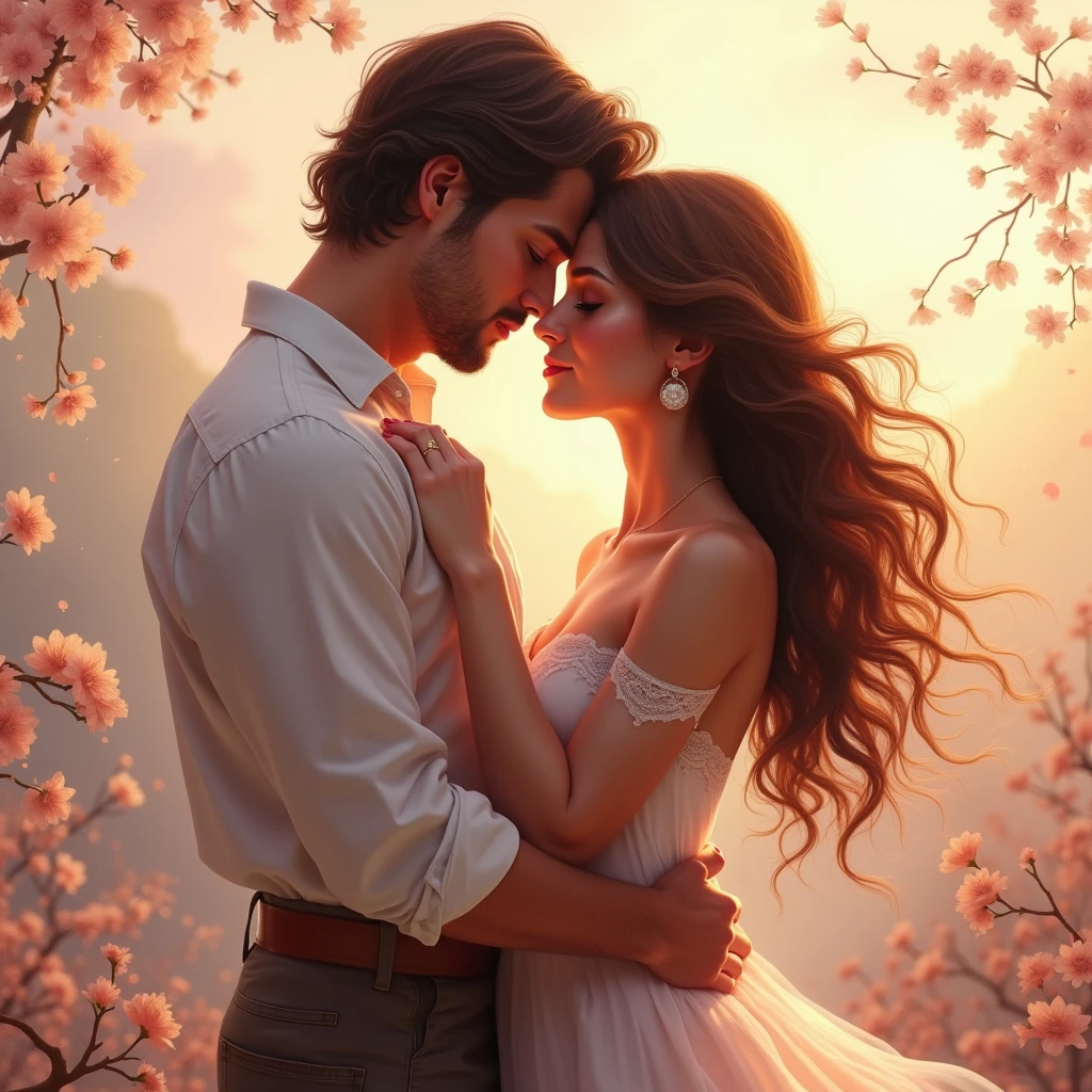 Book cover with a lovely couple for a romantic novel