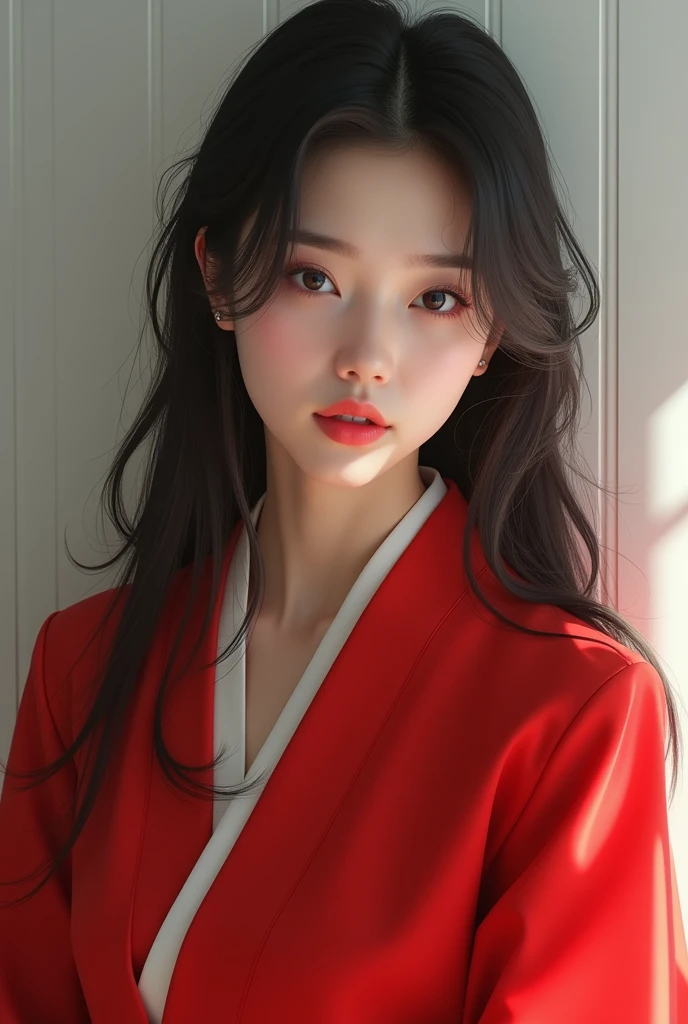 Korean girl wearing red clothes