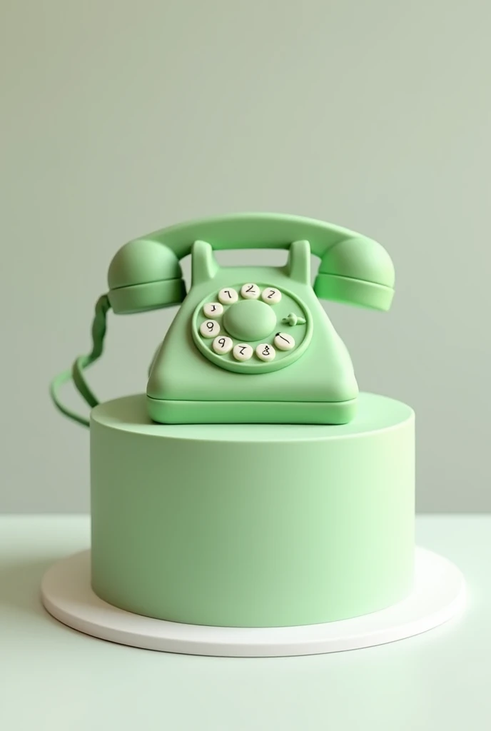 Green colour telephone design simple one layer cake