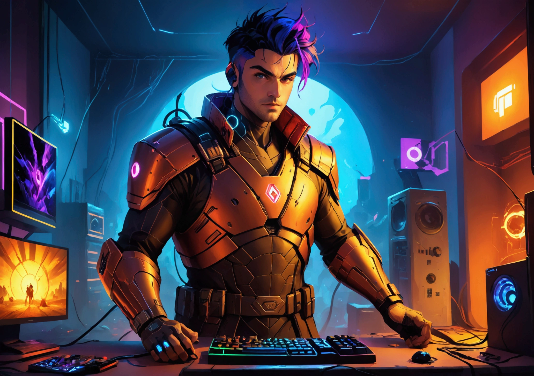 (Dia do Gamer and the date of 29/08),(gamer,gaming,videogames),(colorful vibrant dynamic composition),(high detailed digital art),(cinematic lighting,dramatic lighting),(warm color palette,vibrant colors),(action,energy,excitement),(powerful,heroic,triumphant),(studio quality,8k,photorealistic),(concept art,digital painting,illustration)