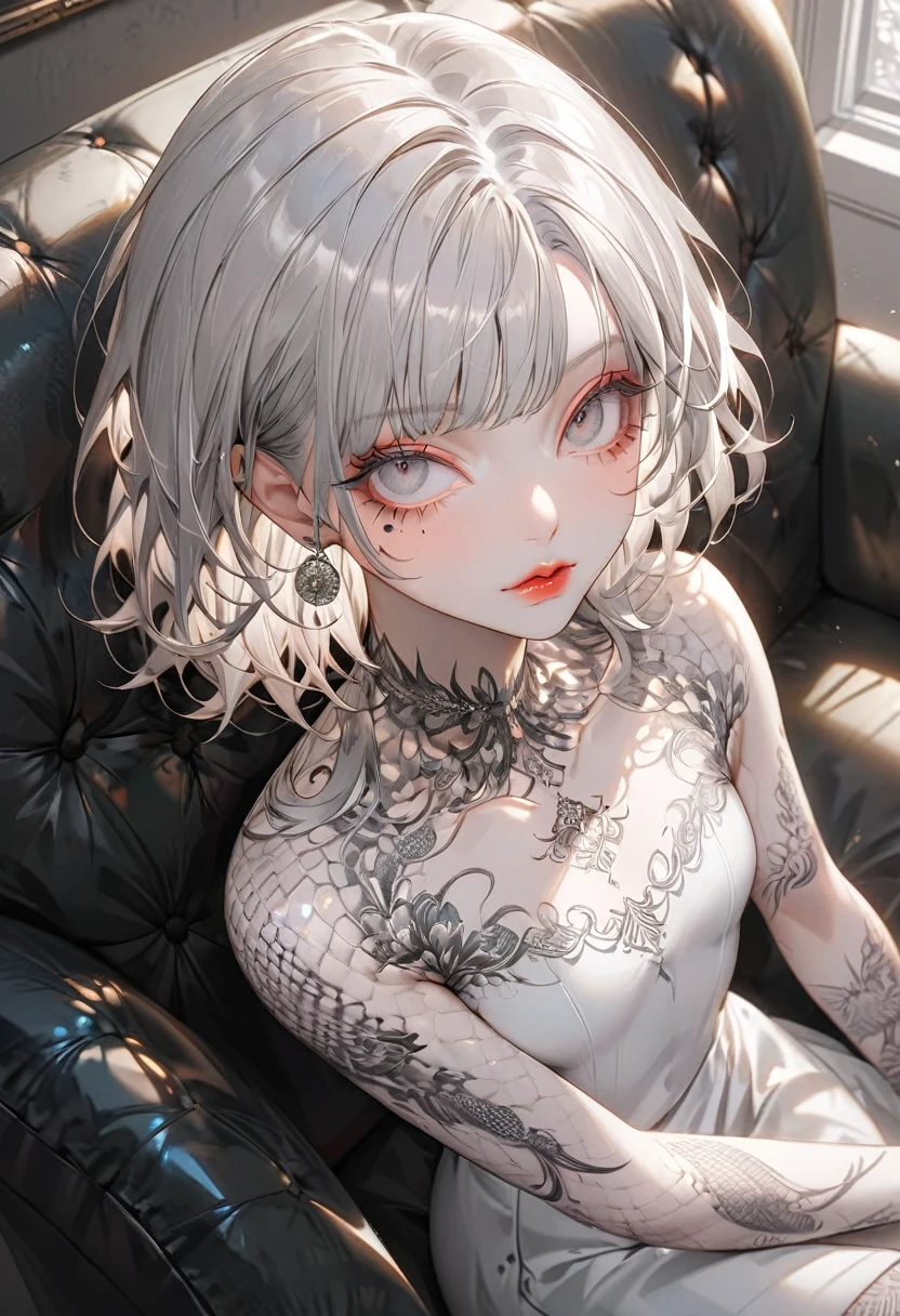 1girl, accurate anatomy, 1boy, ahegao, , all the way to the base, beautiful, stunning, hair ornament, unique hairstyle, exposed breag breastsnned male, masterpiece, makeup, solo focus, goth