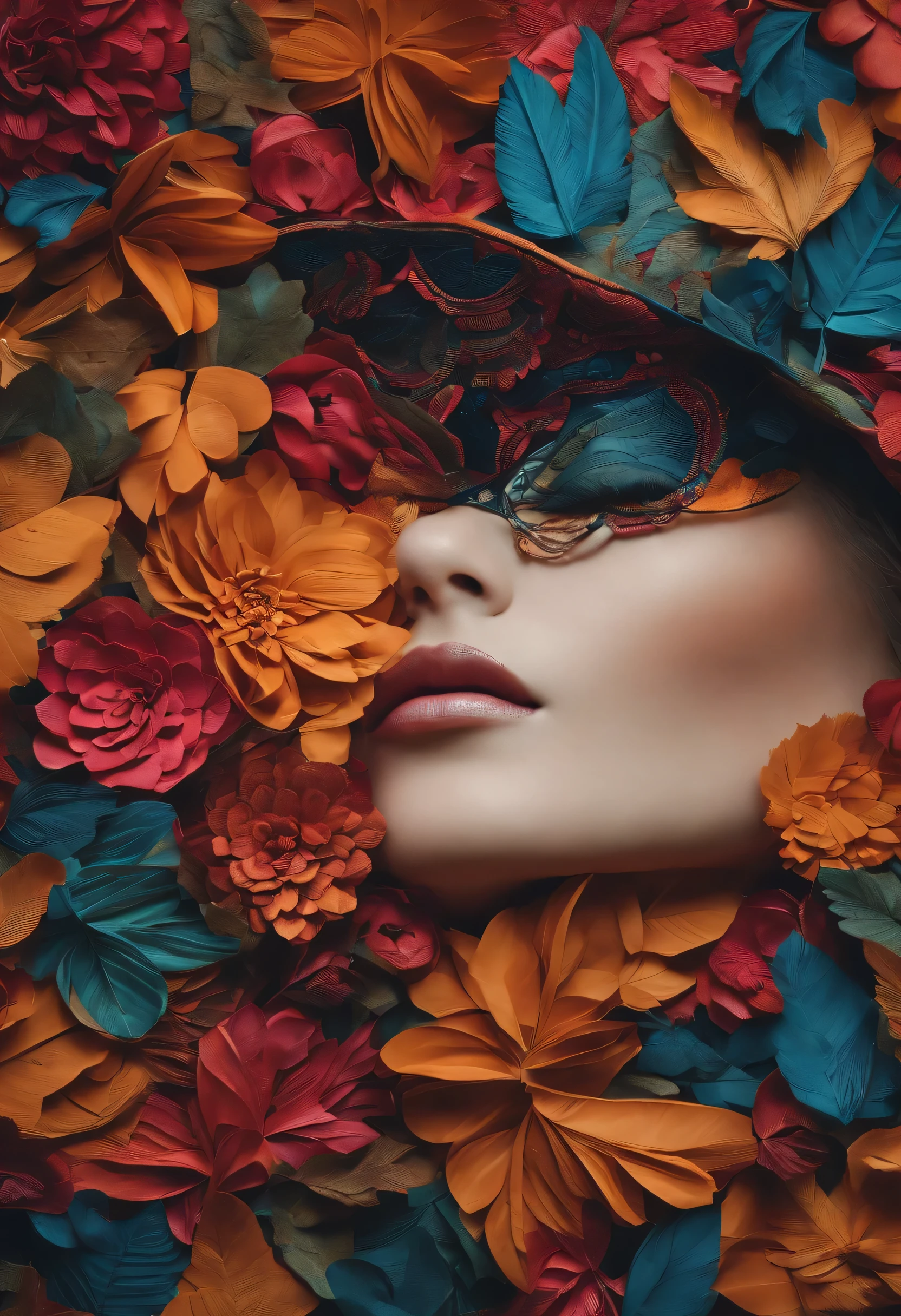 couleurs vives, travail artistique, les moindres détails, découpage de papier en couches