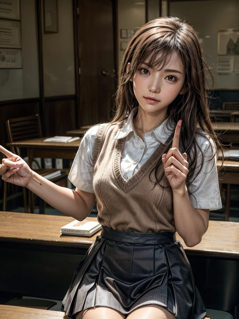 Five female bank employees were attacked and taken hostage by robbers、All their hands are tied behind their backs with rope、Are standing、wearing a bank uniform、Age 25、Beauty、Well-formed face、Medium、, Light brown hair, Straight hair, Swept-apart bangs, Surrealism, Cinema Lighting, tachi-e, Nikon, Wide-angle, 超High resolution, Anatomically correct, Textured skin, Highest quality, High resolution, 8k, Anatomically correct