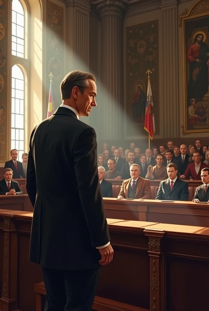Harvey(Harvey The Lawyer) in court defending the Spanish Inquisition