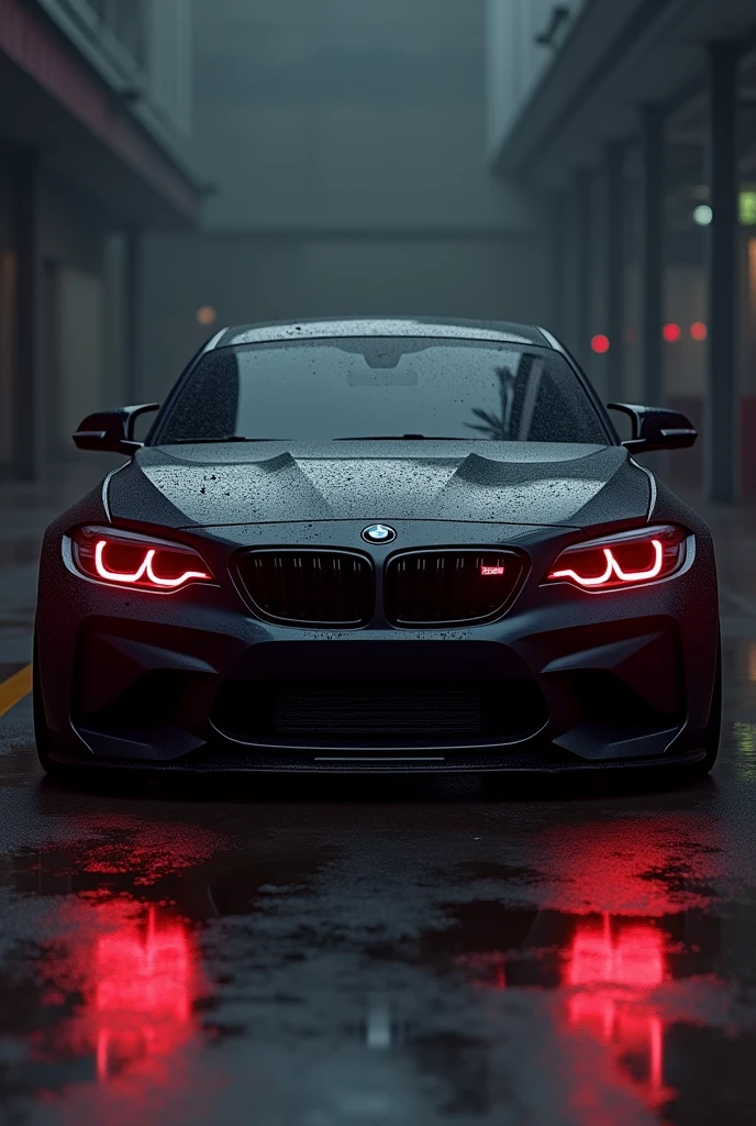 BMW M2 blackout and glowing his eyes in red colour