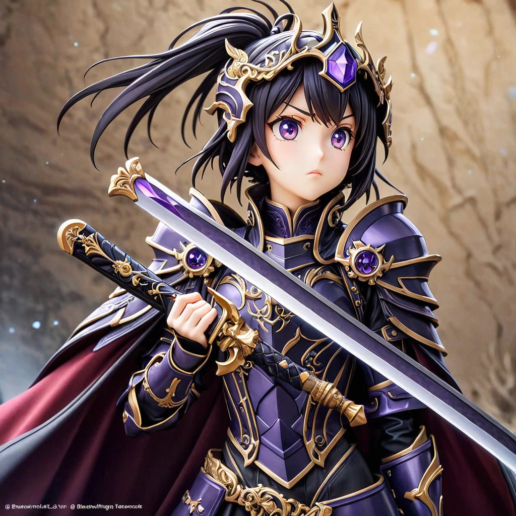 One girl,alone,anime,The whole body from head to toe、Classy girl,Armored,Holding a sword,anger,(embedded:Unaesthetic XLv13.Safety Tensor:1.2),(embedded:Negative XL_is.Safety Tensor:0.8),(masterpiece,Highest quality,Ultra_detailed,High resolution,Absurd:1),(masterpiece, Highest quality, Highest quality, beautifully、aesthetic),Ultra-detailed,Very delicate and beautiful,beautiful detailed face,澄んis顔,Best illustrations,extremely detailed eyes and face,wonderful,detailed and intricate,Best image quality, beautifully繊細な背景,beautiful detailed, Black-purple armor