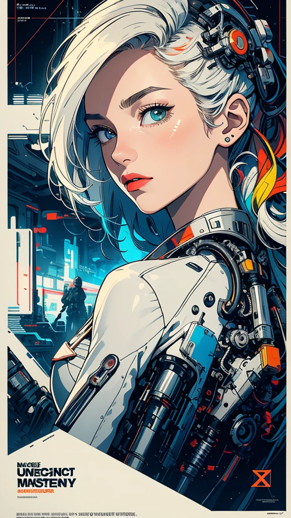 (((masterpiece, highest quality))),(((solo:1.2))),(((1girl:1.2))),32k wallpaper, very detailed, poster, vintage science fiction,(((((geometric cinematic movie poster))))),(((((bauhaus))))), shape,(((abstract))),(mid century modern),movie poster,(((((portfolio))))),(((((Close-up))))),(((((bust up))))),((((more various angle)))),(((highlight))),((((heterochromia)))),(((complete detailed face))),(((detailed futuristic machine))),(((most complecated machine))),unlimited colorful color scheme,(((Absolutely mechanic background)))