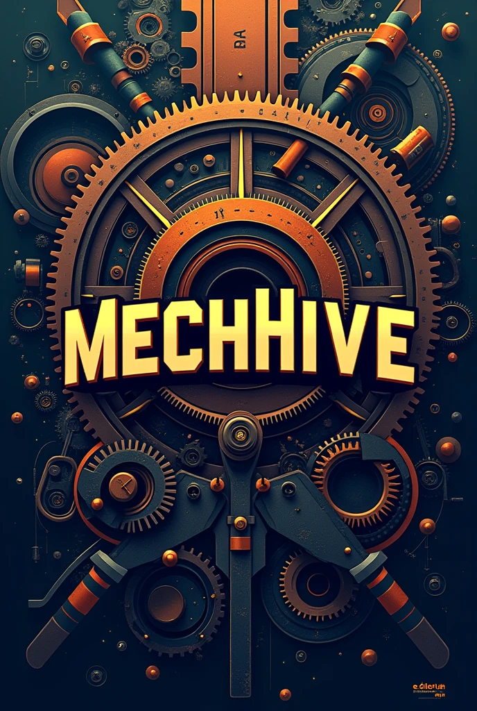 A poster for a college's mechanical engineering association. Named 'MechHive' on the centre of the poster.