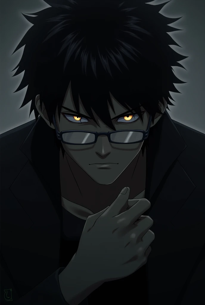 Make a portrait wallpaper of teru mikami from death note and make it dark and mysterious