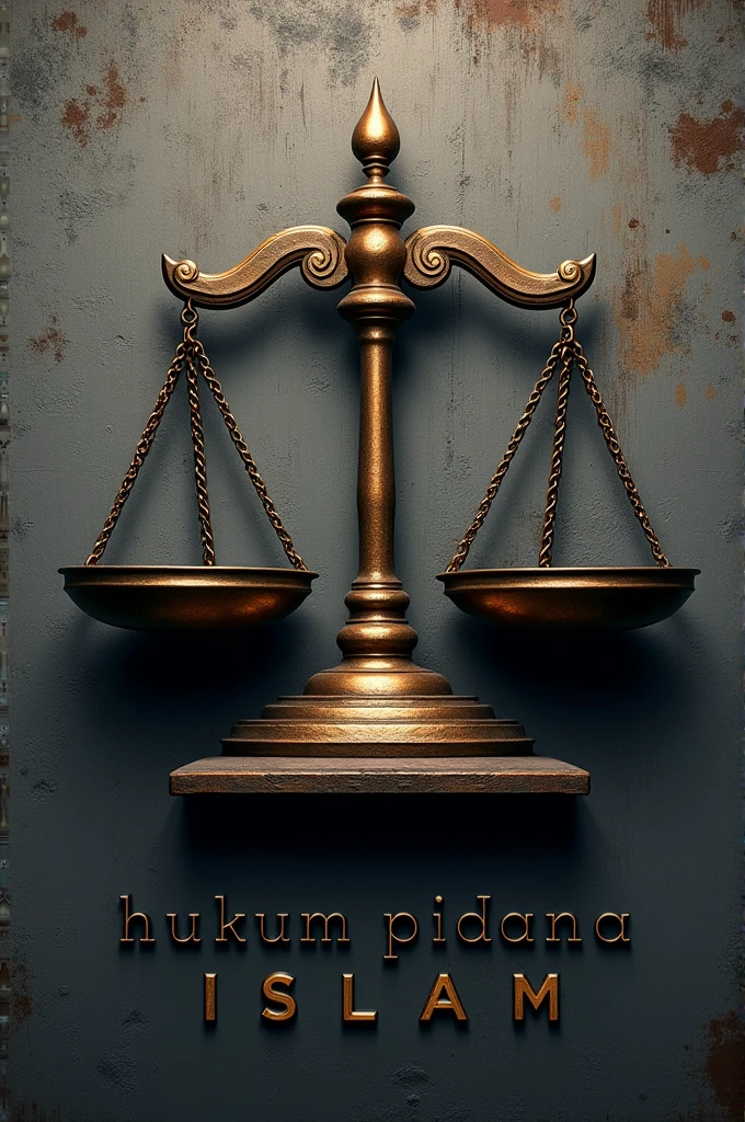 a legal scale logo on a muddy background with the words HUKUM PIDANA ISLAM 
