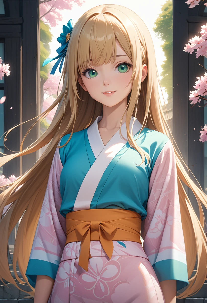 masterpiece, best quality, highres, 1girl <lora:maria_fianna_albert_no_outfit:1> kimono