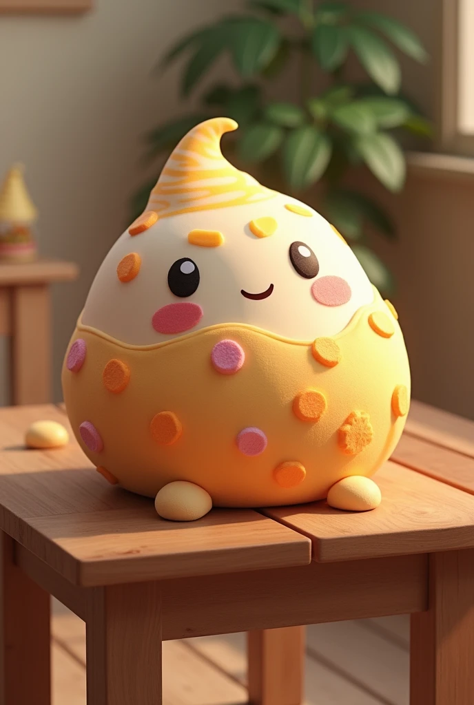 A snack doll on a table